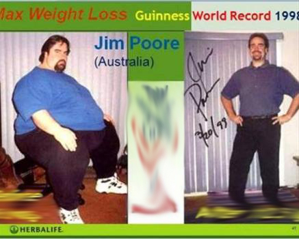 Jim Poore din Australia a intrat in Cartea Recordurilor cu 182.5 kg slabite, ajungand de la 295 de kg la 112.5kg in 19 luni